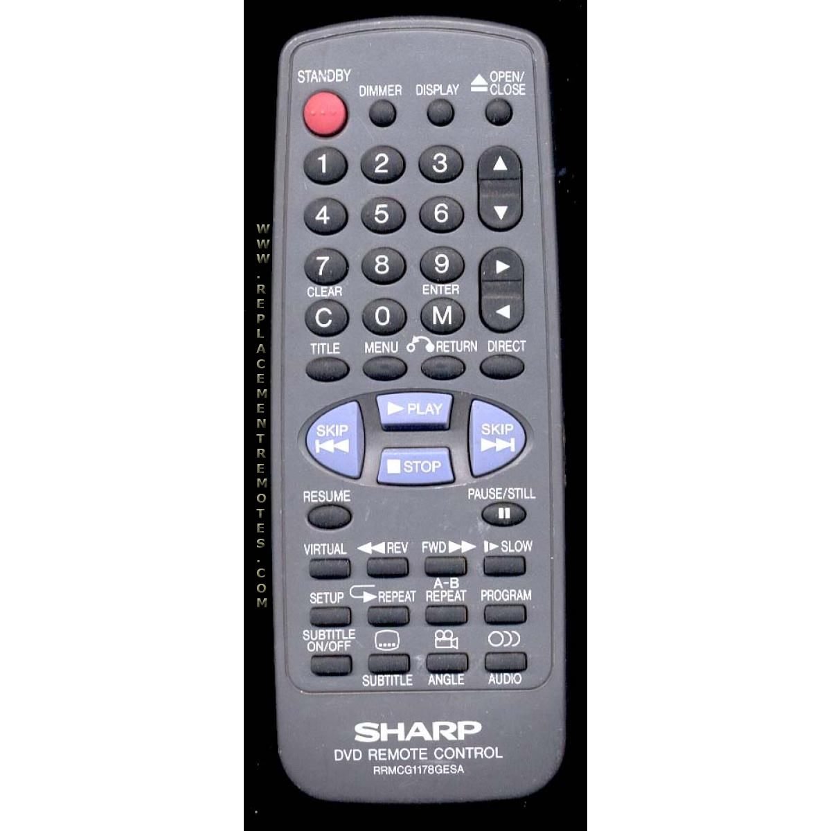 Sharp RRMCG1178GESA DVD Remote Control