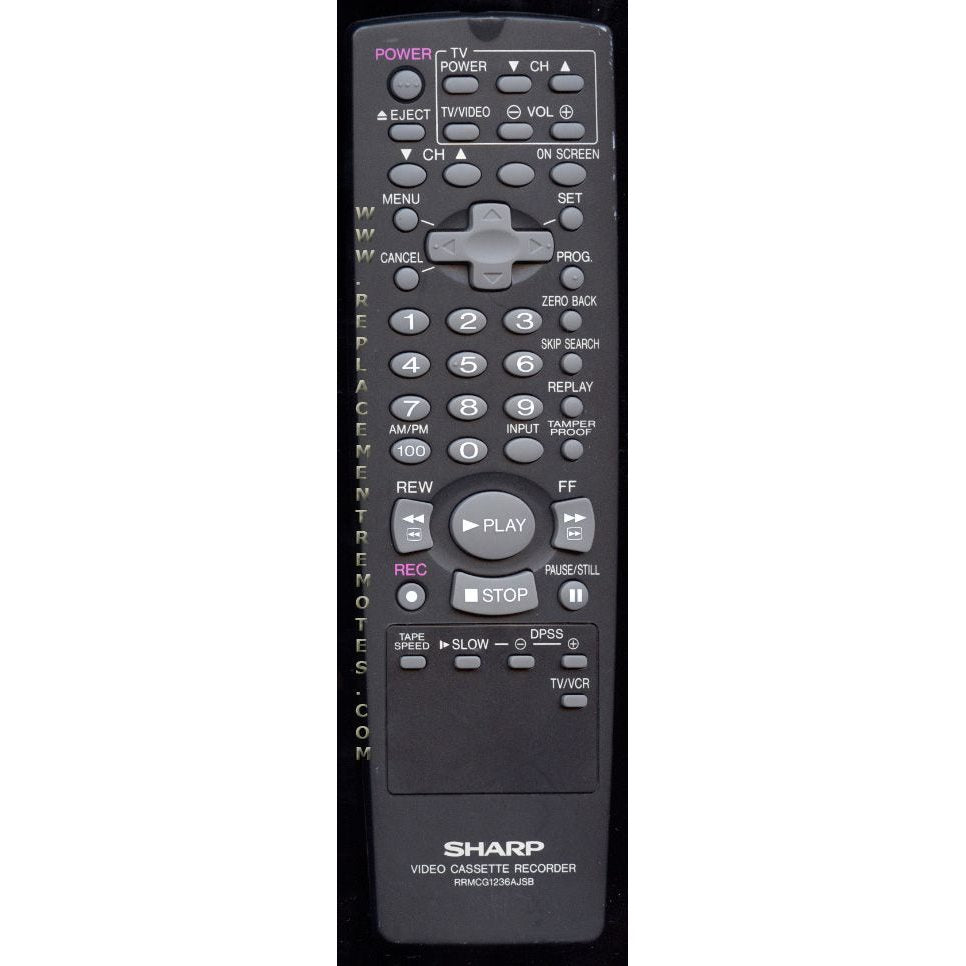 Sharp RRMCG1236AJSB VCR Remote Control