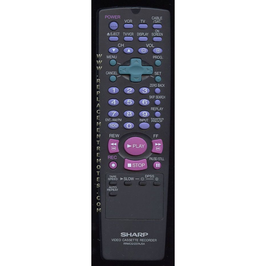 Sharp RRMCG1237AJSA VCR Remote Control