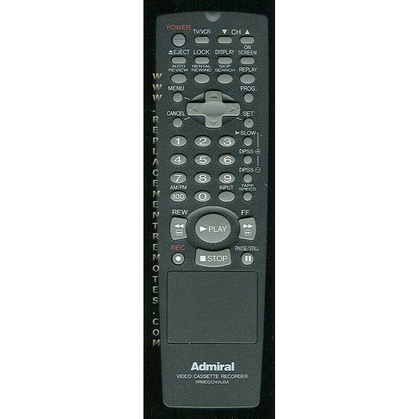 Sharp RRMCG1241AJSA Admiral VCR Remote Control