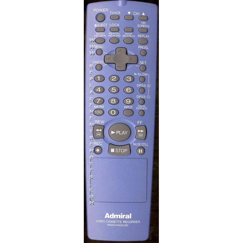 Sharp RRMCG1244AJSD Admiral VCR Remote Control