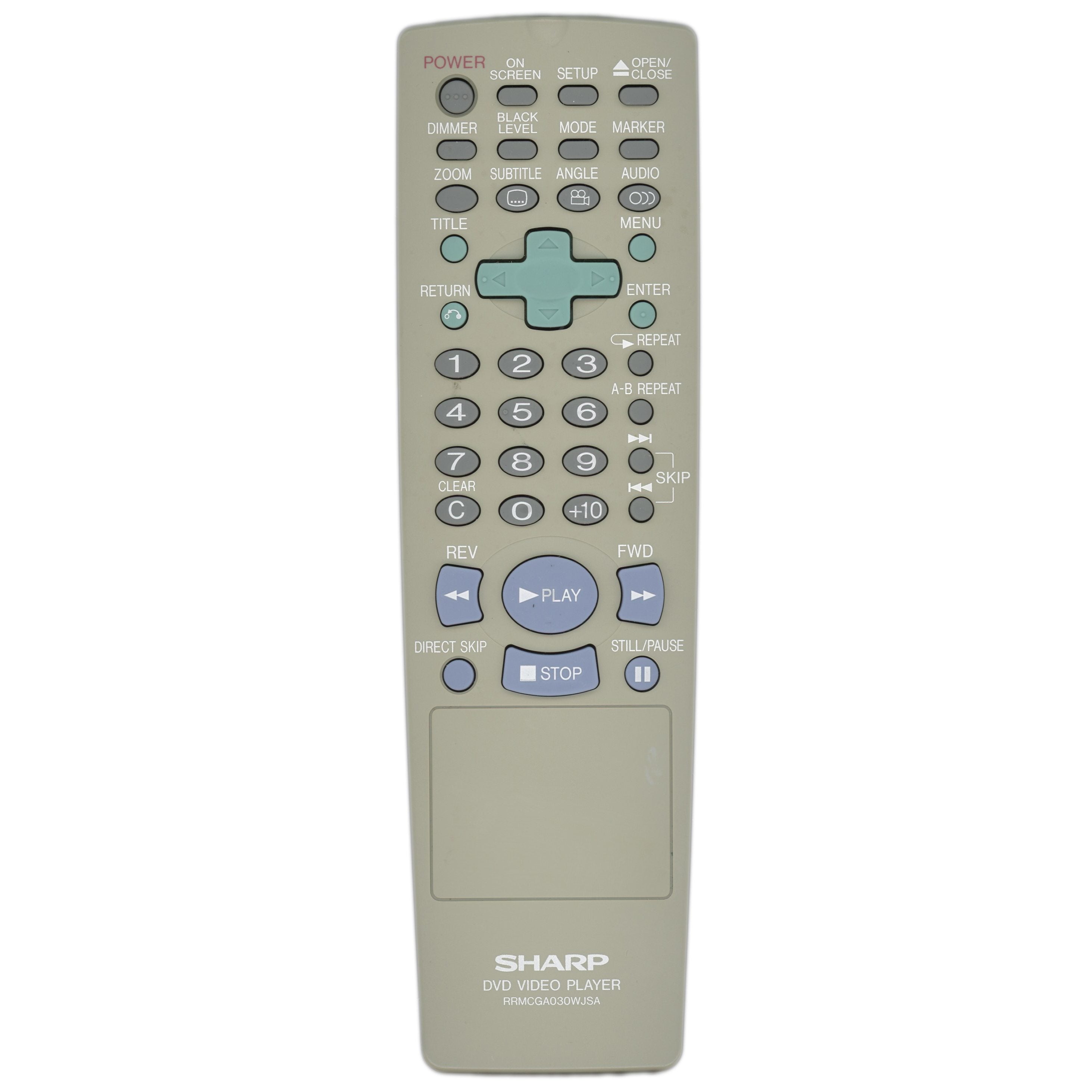 Sharp RRMCGA030WJSA DVD Remote Control