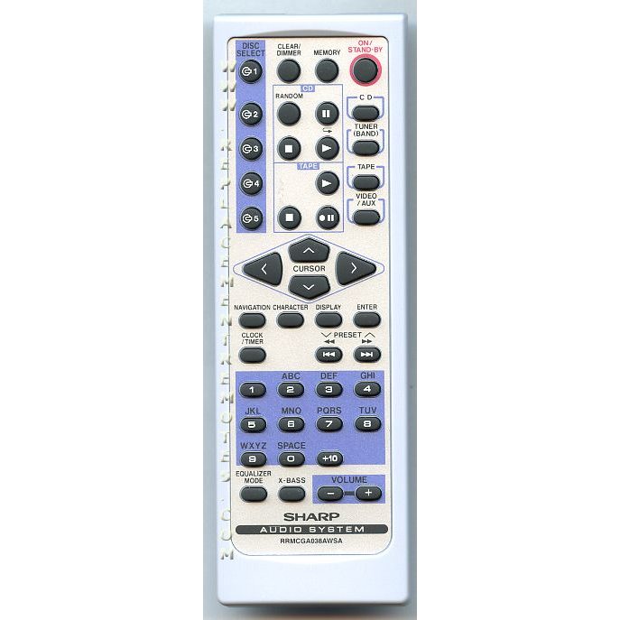 Sharp RRMCGA038AWSA Audio Remote Control