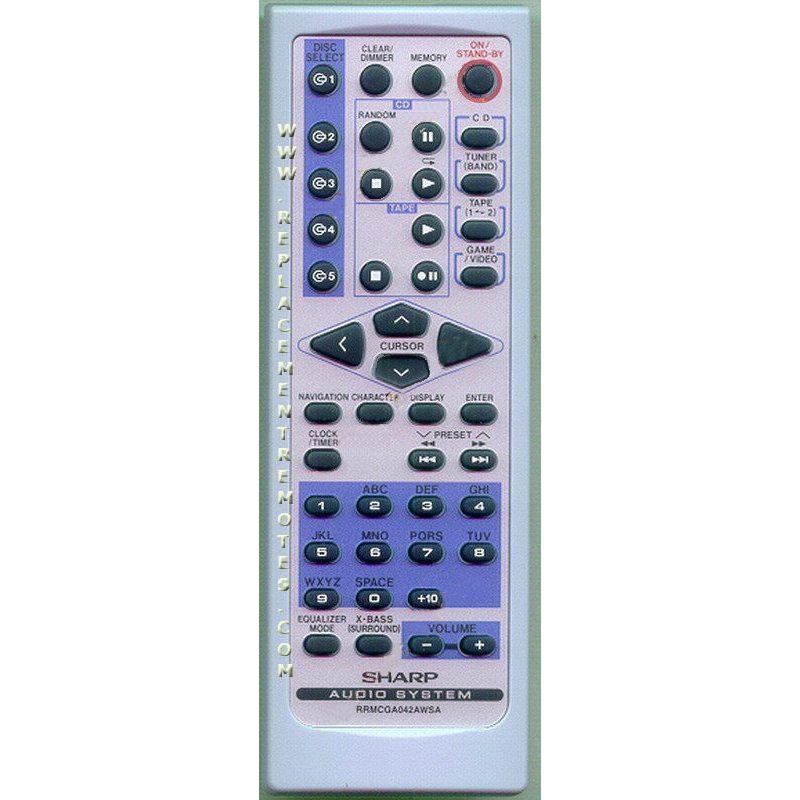 Sharp RRMCGA042AWSA Audio Remote Control