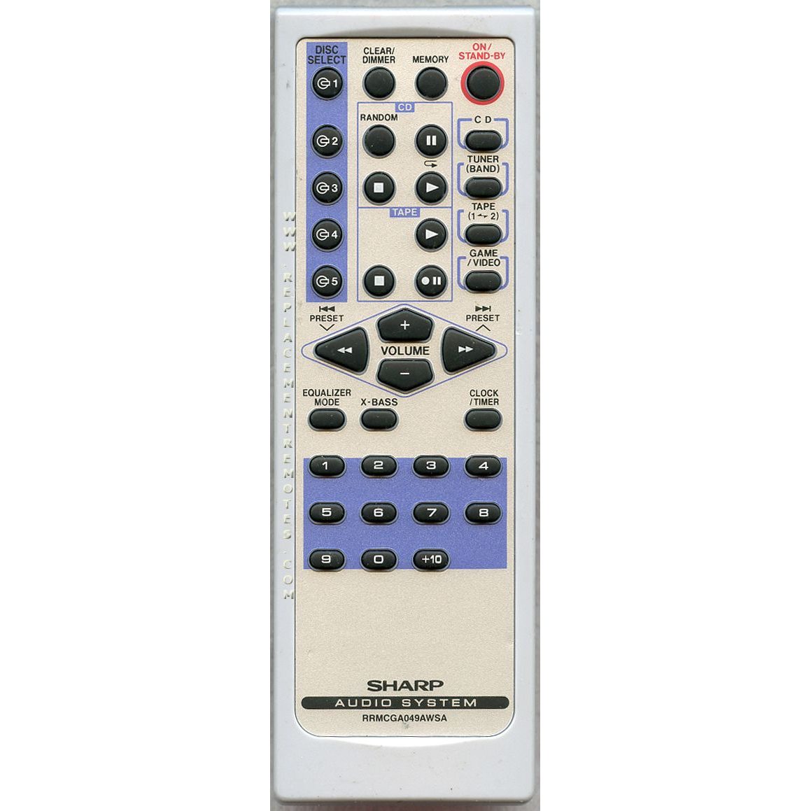 Sharp RRMCGA049AWSA Audio Remote Control