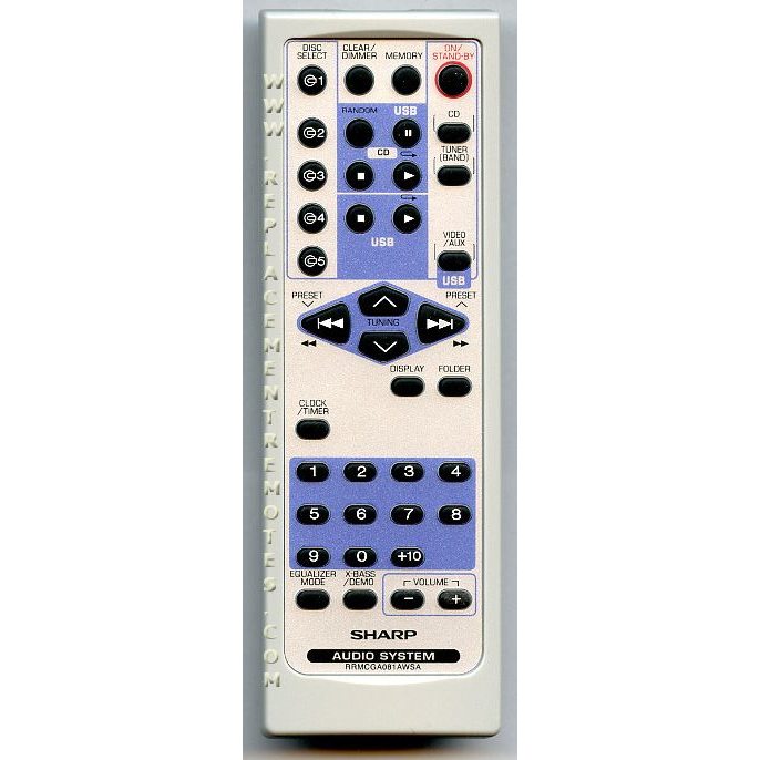 Sharp RRMCGA081AWSA Audio Remote Control