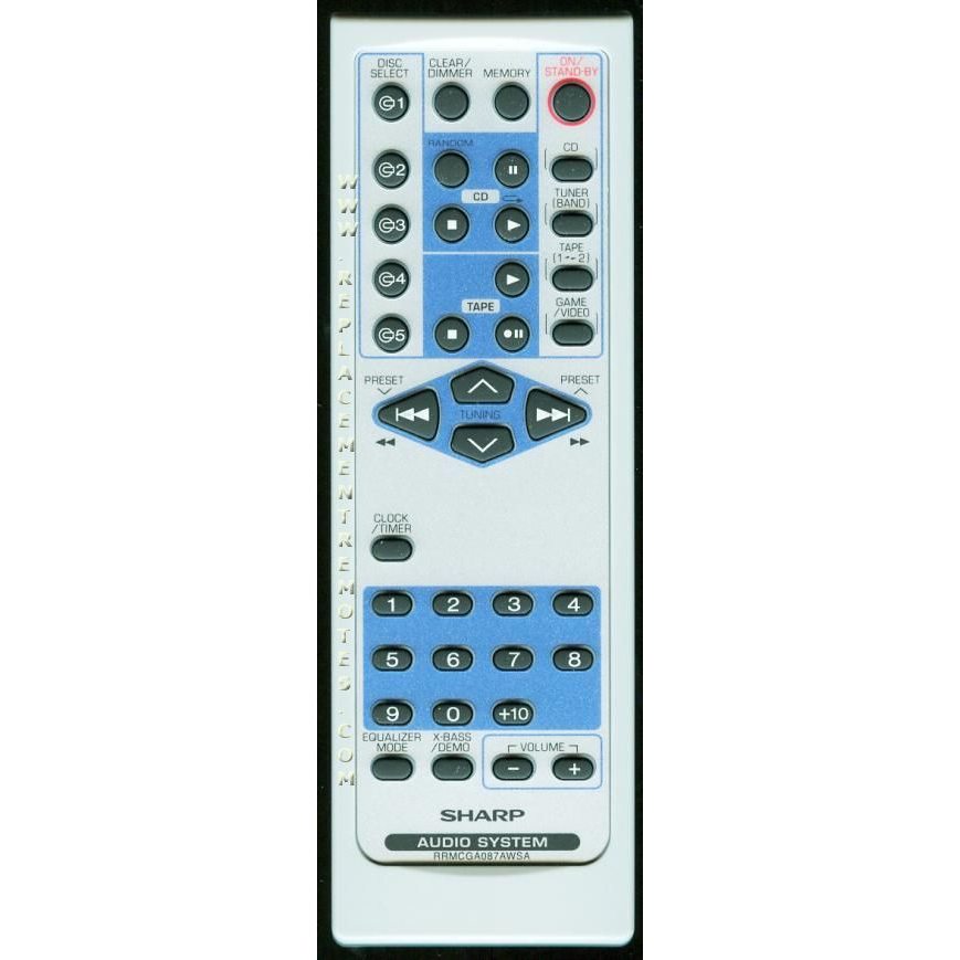 Sharp RRMCGA087AWSA Audio Remote Control