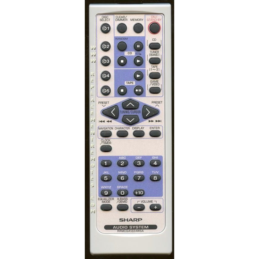 Sharp RRMCGA122AWSA Audio Remote Control