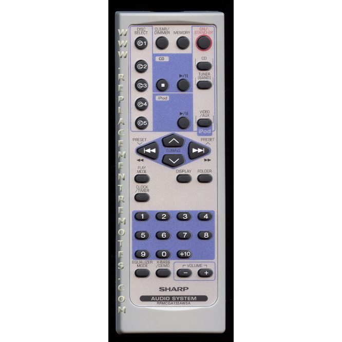 Sharp RRMCGA133AWSA Audio Remote Control