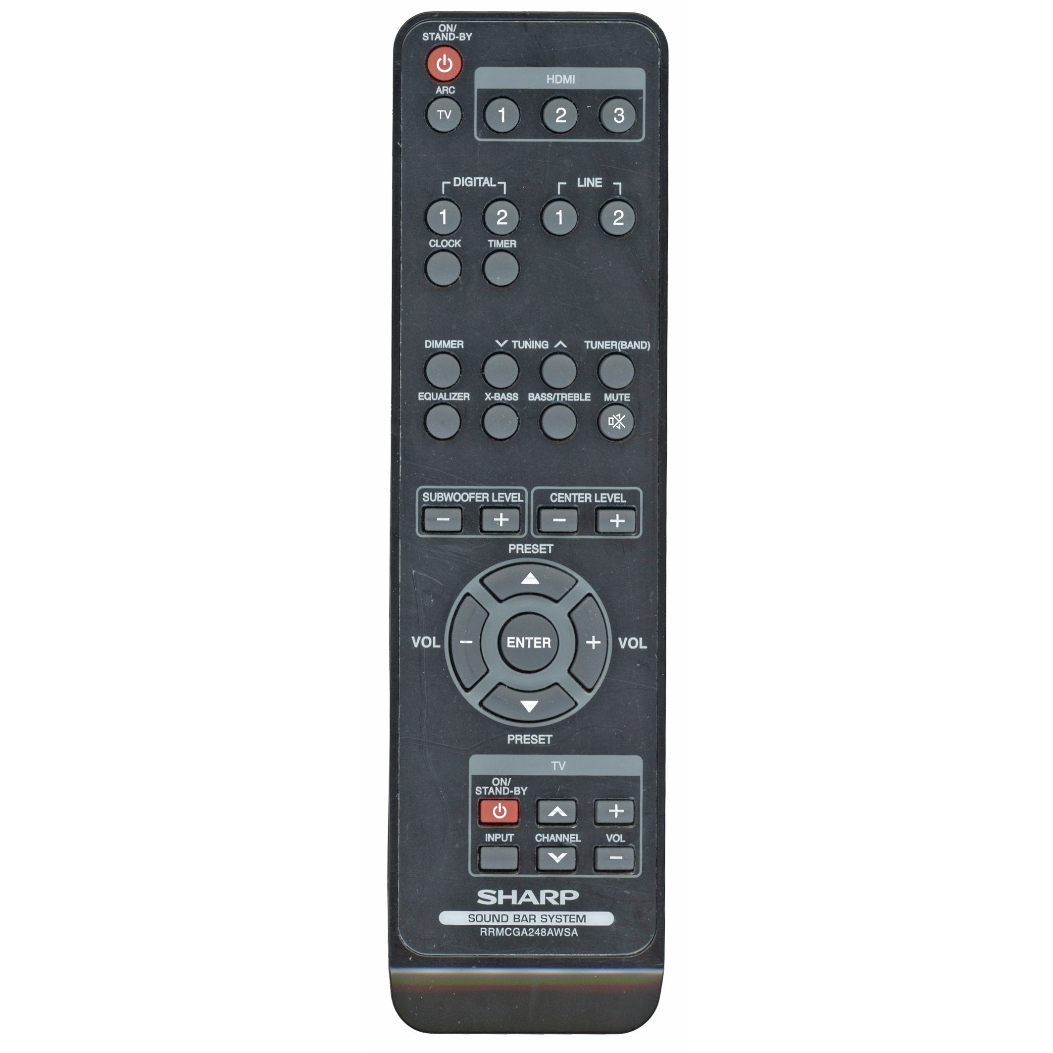 Sharp RRMCGA248AWSA Sound Bar Remote Control