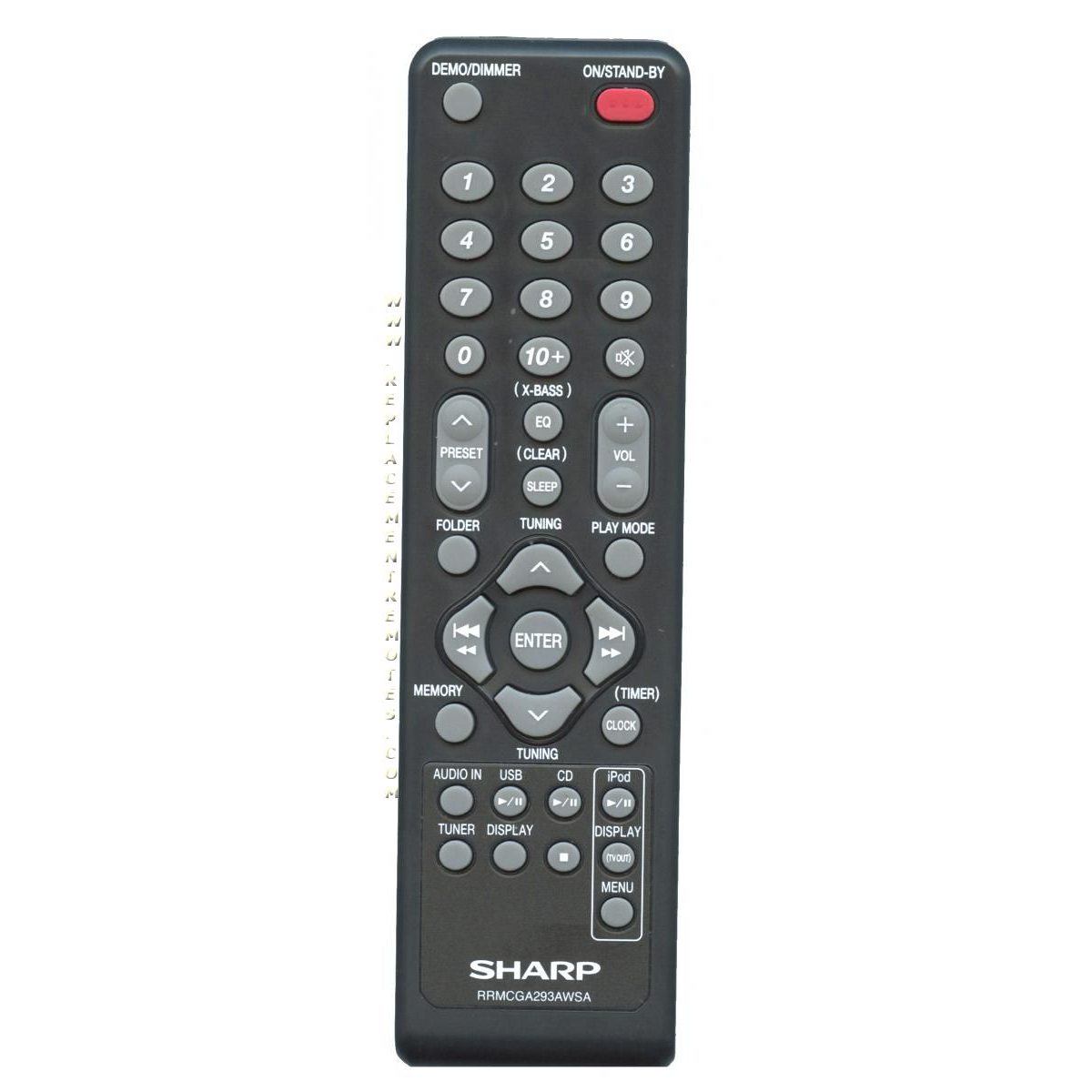 Sharp RRMCGA293AWSA Audio Remote Control