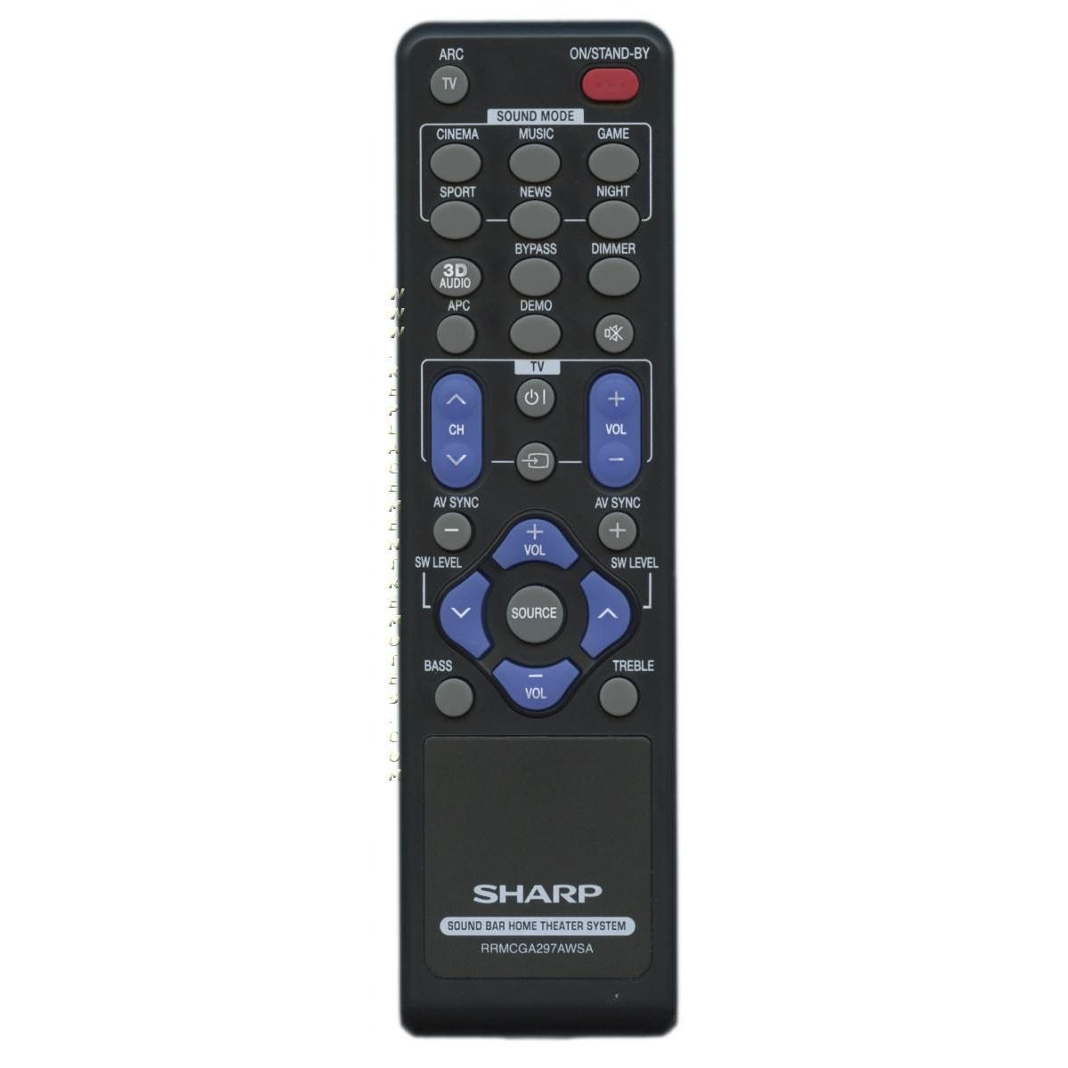 Sharp RRMCGA297AWSA Sound Bar Remote Control