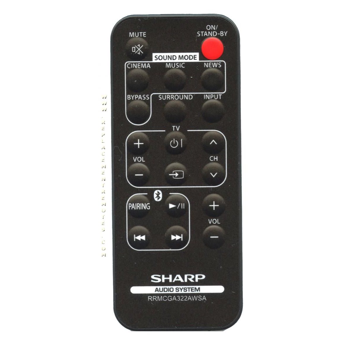 Sharp RRMCGA322AW02 Audio Remote Control