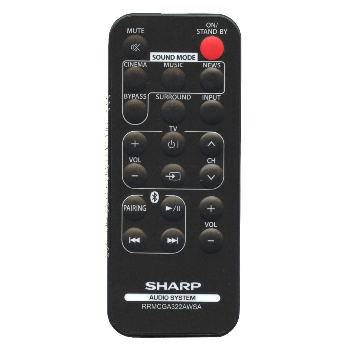 Sharp RRMCGA322AWSA Audio Remote Control