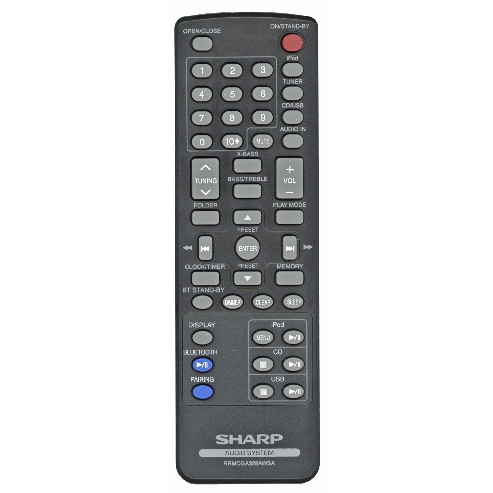 Sharp RRMCGA328AWSA Audio Remote Control