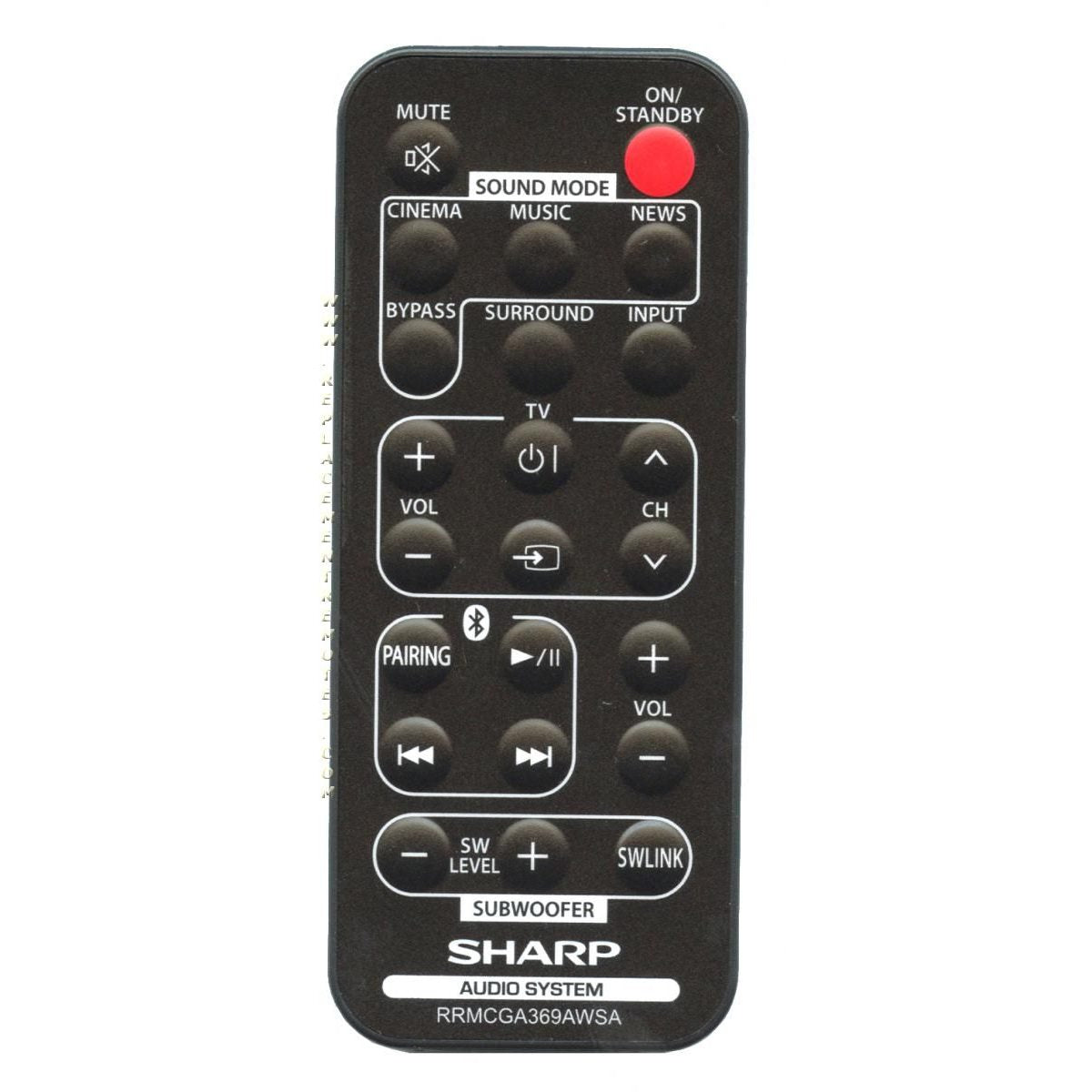 Sharp RRMCGA369AW02 Audio Remote Control