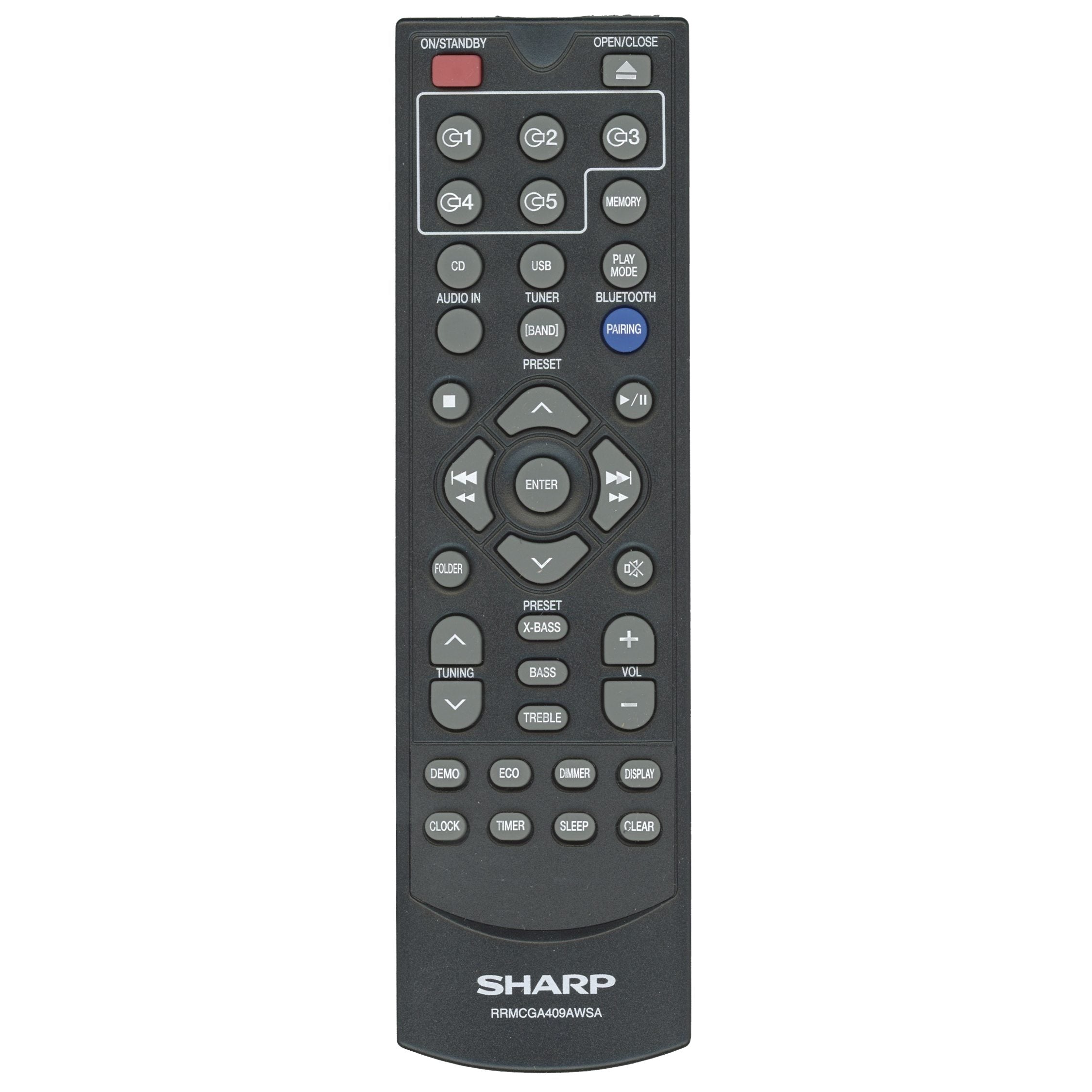 Sharp RRMCGA409AWSA Audio Remote Control