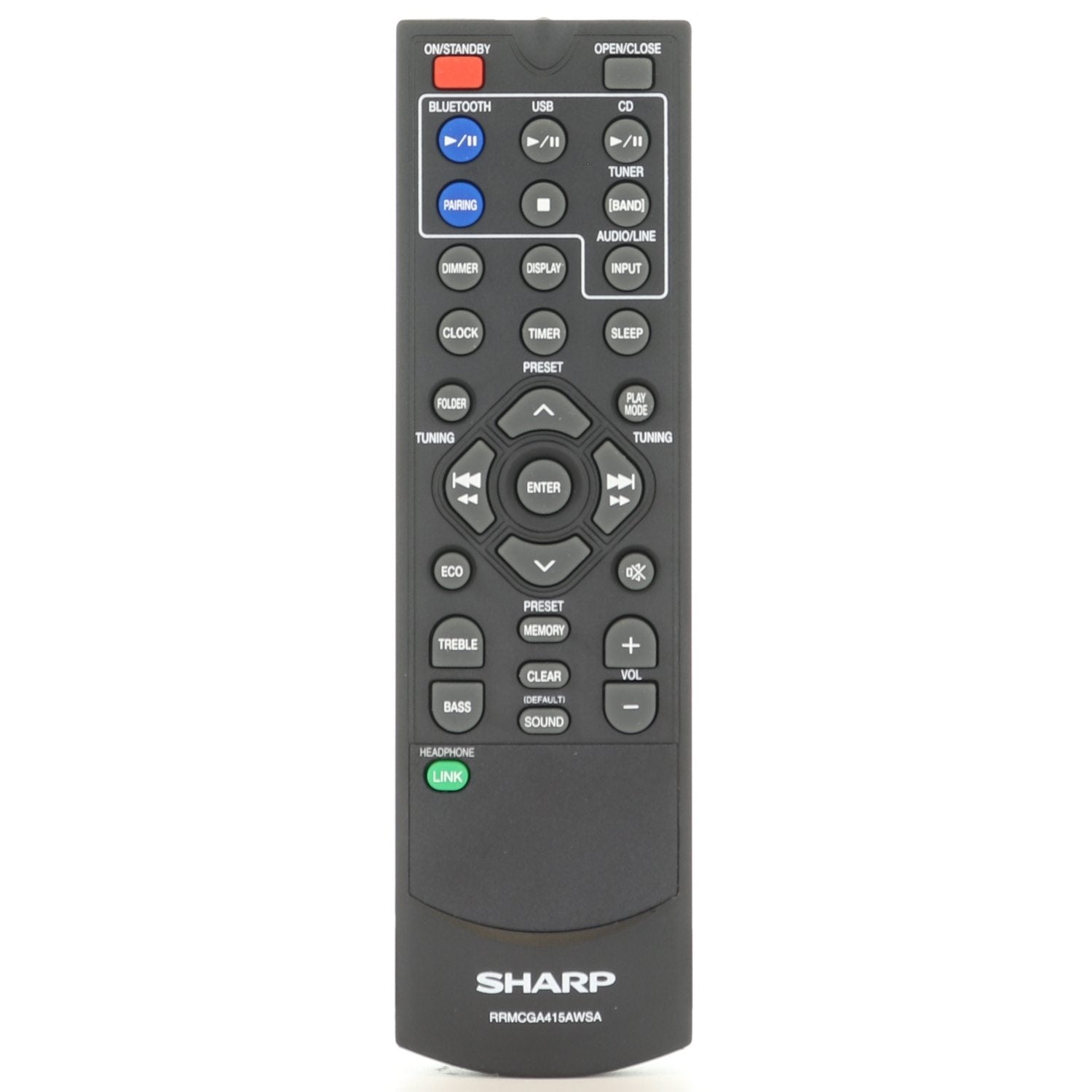 Sharp RRMCGA415AWSA Audio Remote Control