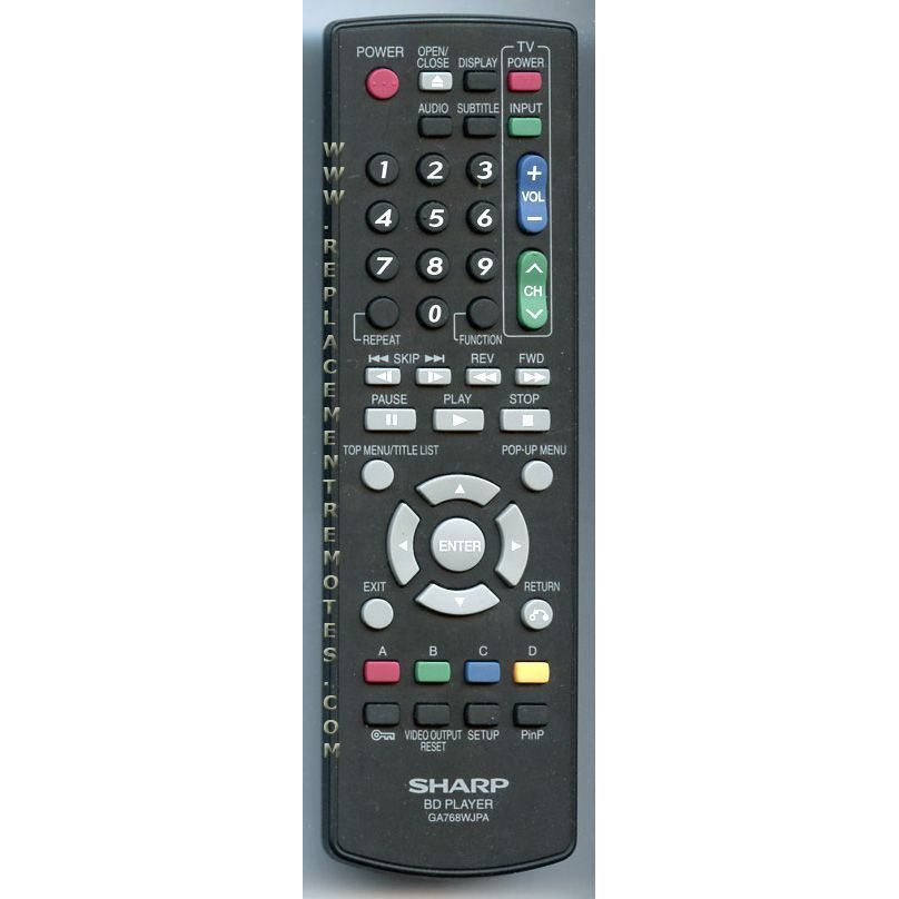 Sharp RRMCGA768WJPA Blu-ray Remote Control