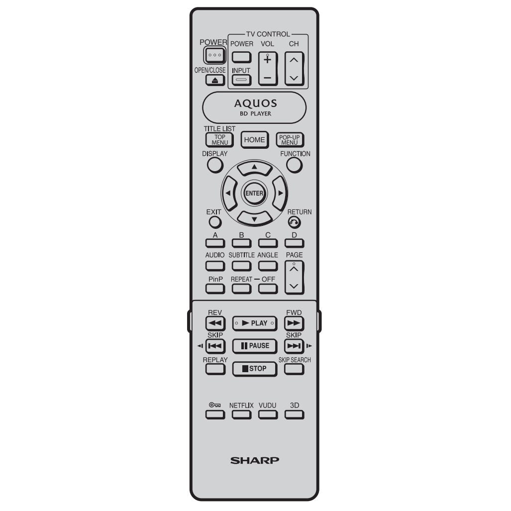 Sharp RRMCGA941WJPA Blu-ray Remote Control