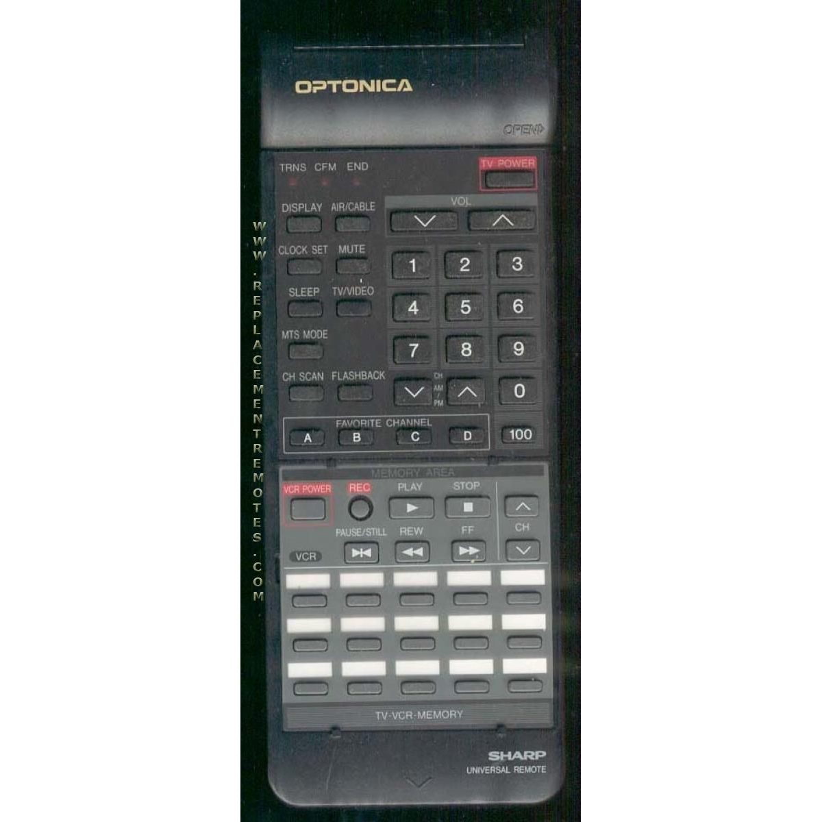 Sharp SHA06 TV/VCR Remote Control