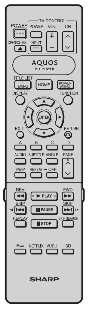 Sharp RRMCGA941WJPA Blu-ray Remote Control