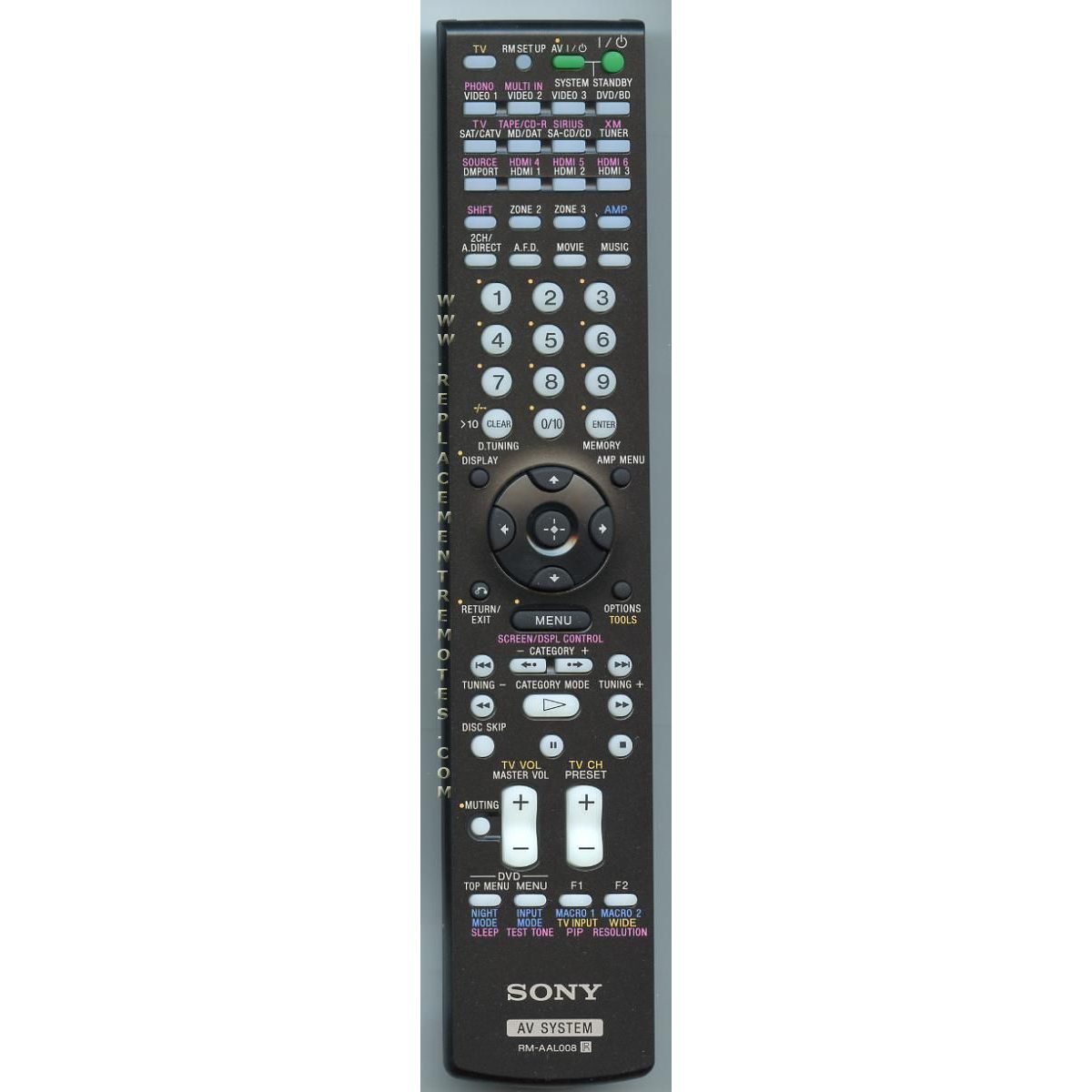 Sony RMAAL008 Receiver Remote Control