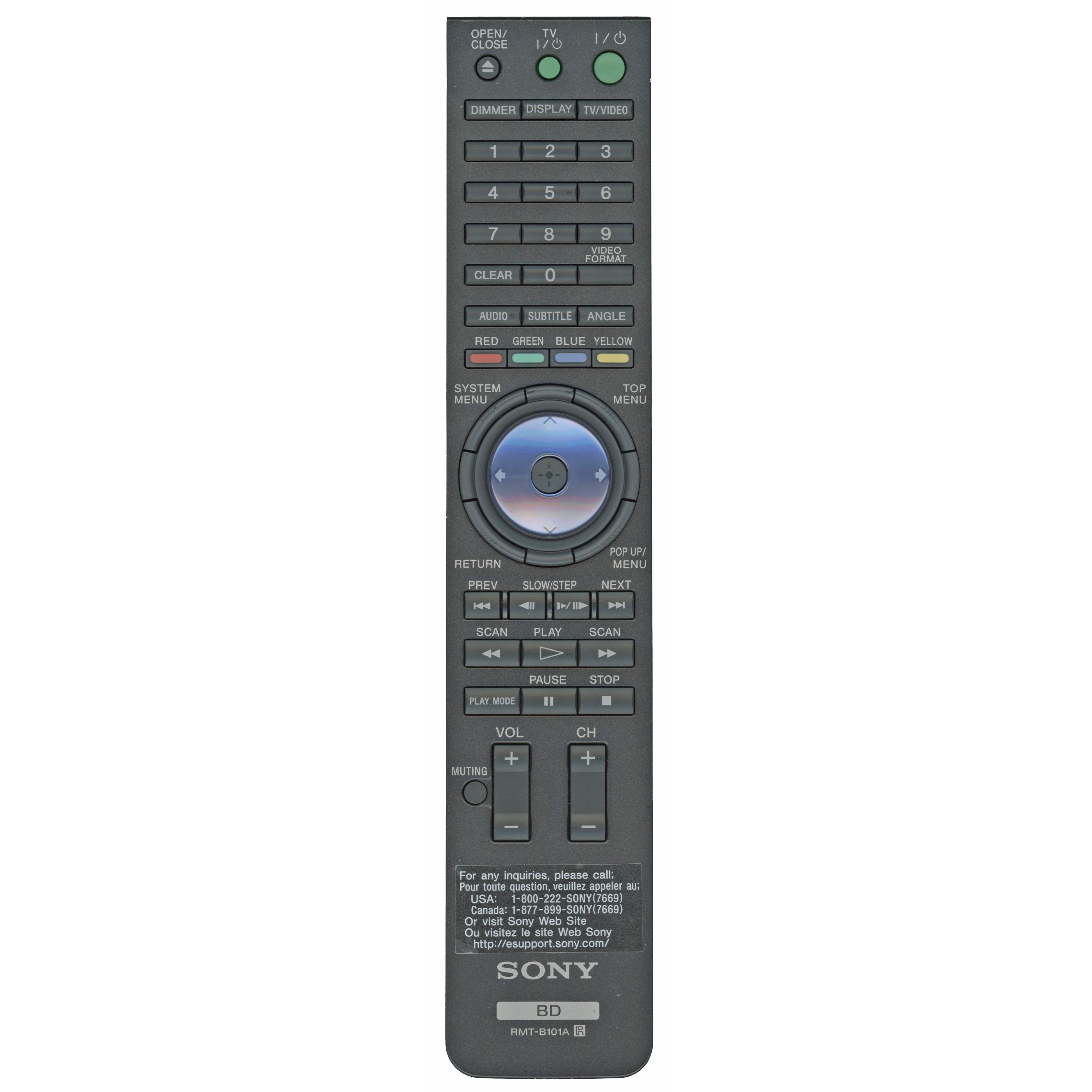 Sony RMTB101A DVD Remote Control