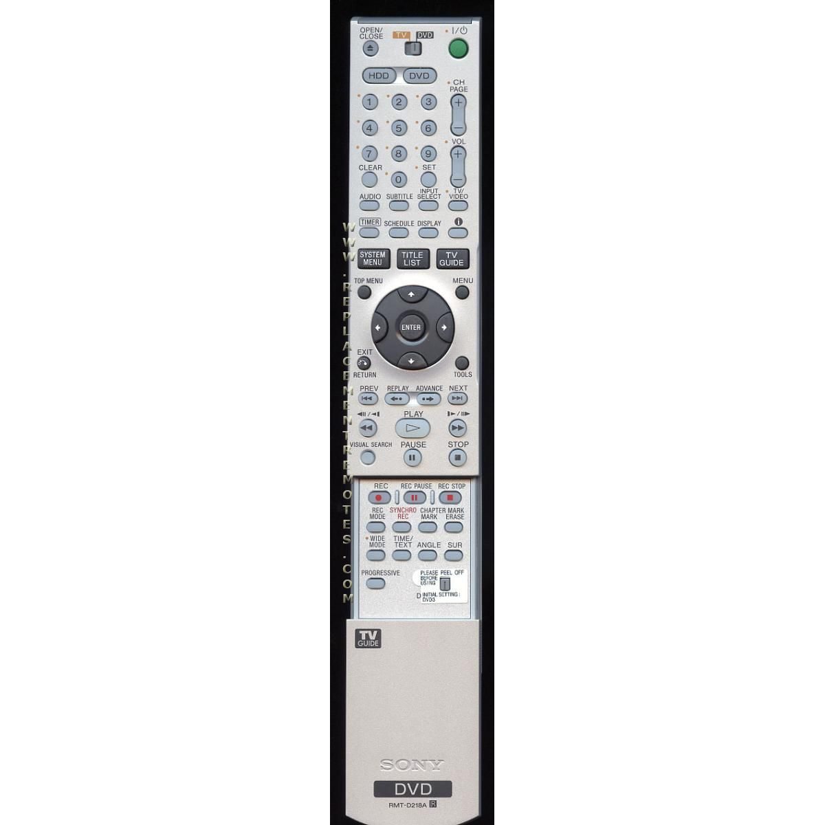 Sony RMTD218A DVD Remote Control