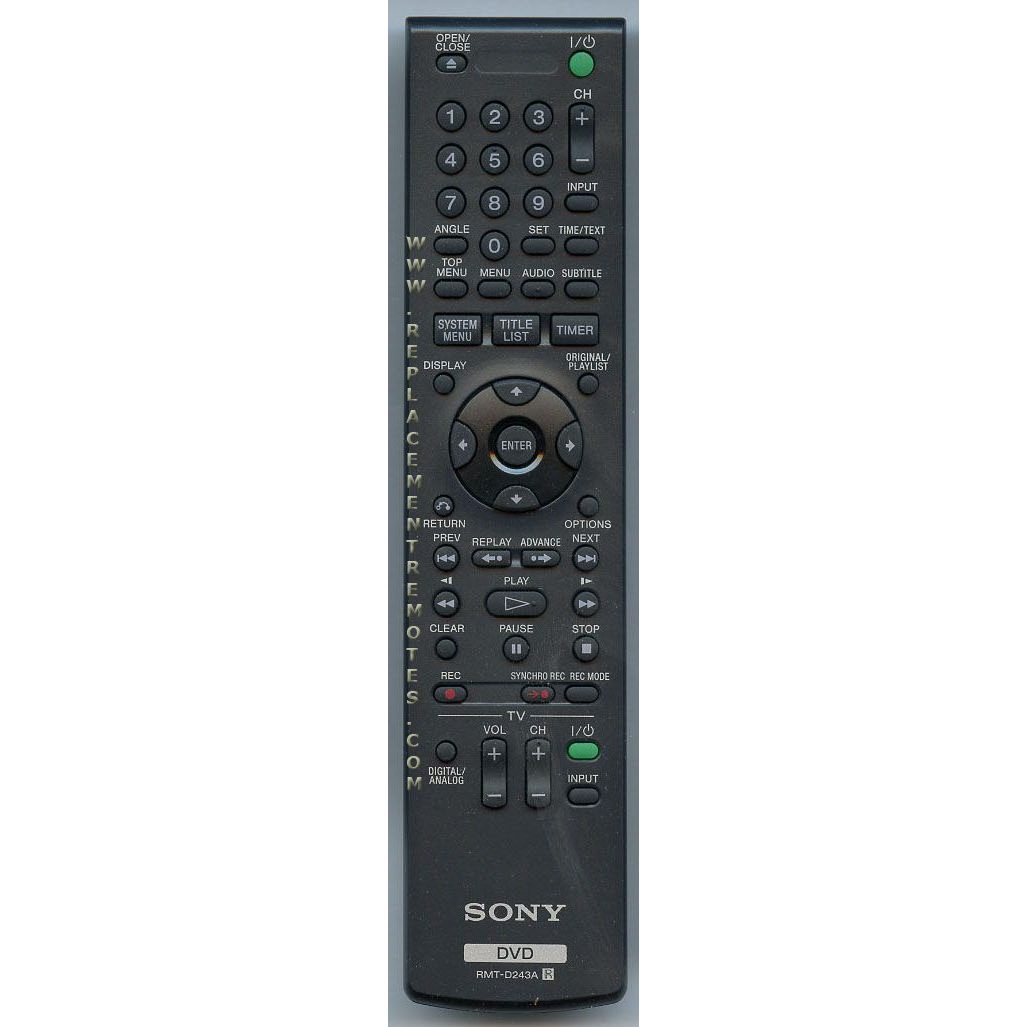 Sony RMTD243A DVDR Remote Control