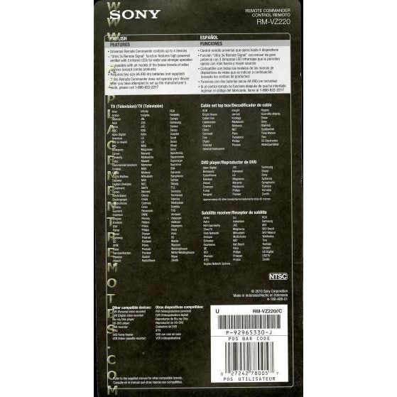 Sony RMVZ220 4-Device Universal Remote Control