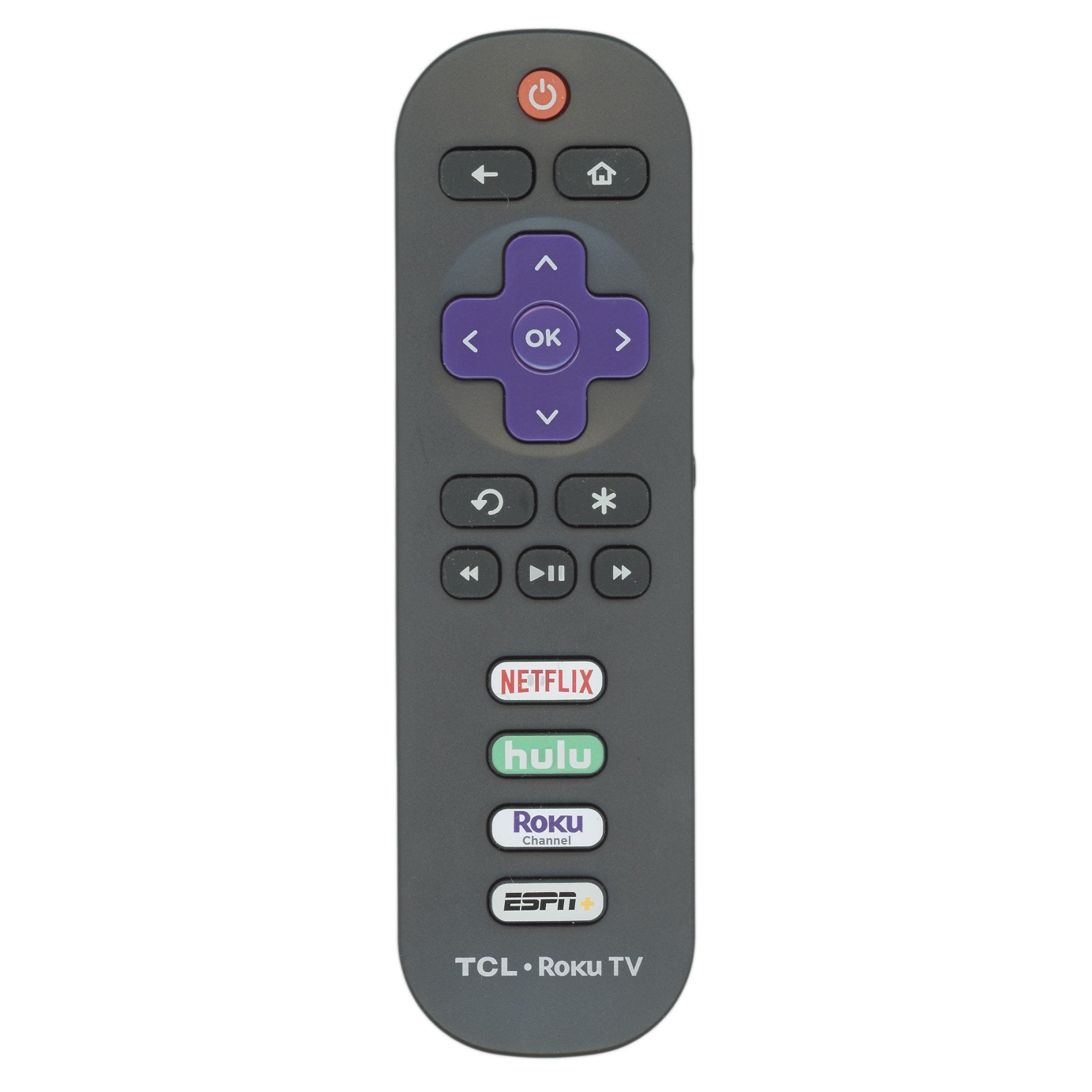 TCL RRC280J ROKU TV Remote Control - Netflix, Hulu, Roku, ESPN - 06-IRPT20-RRC280J