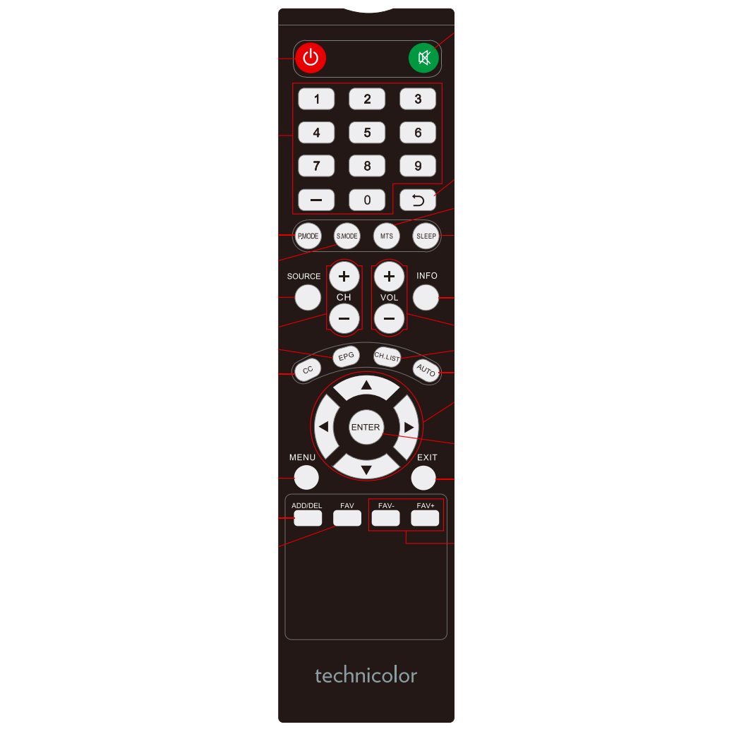 Technicolor TC2450Arem TV Remote Control