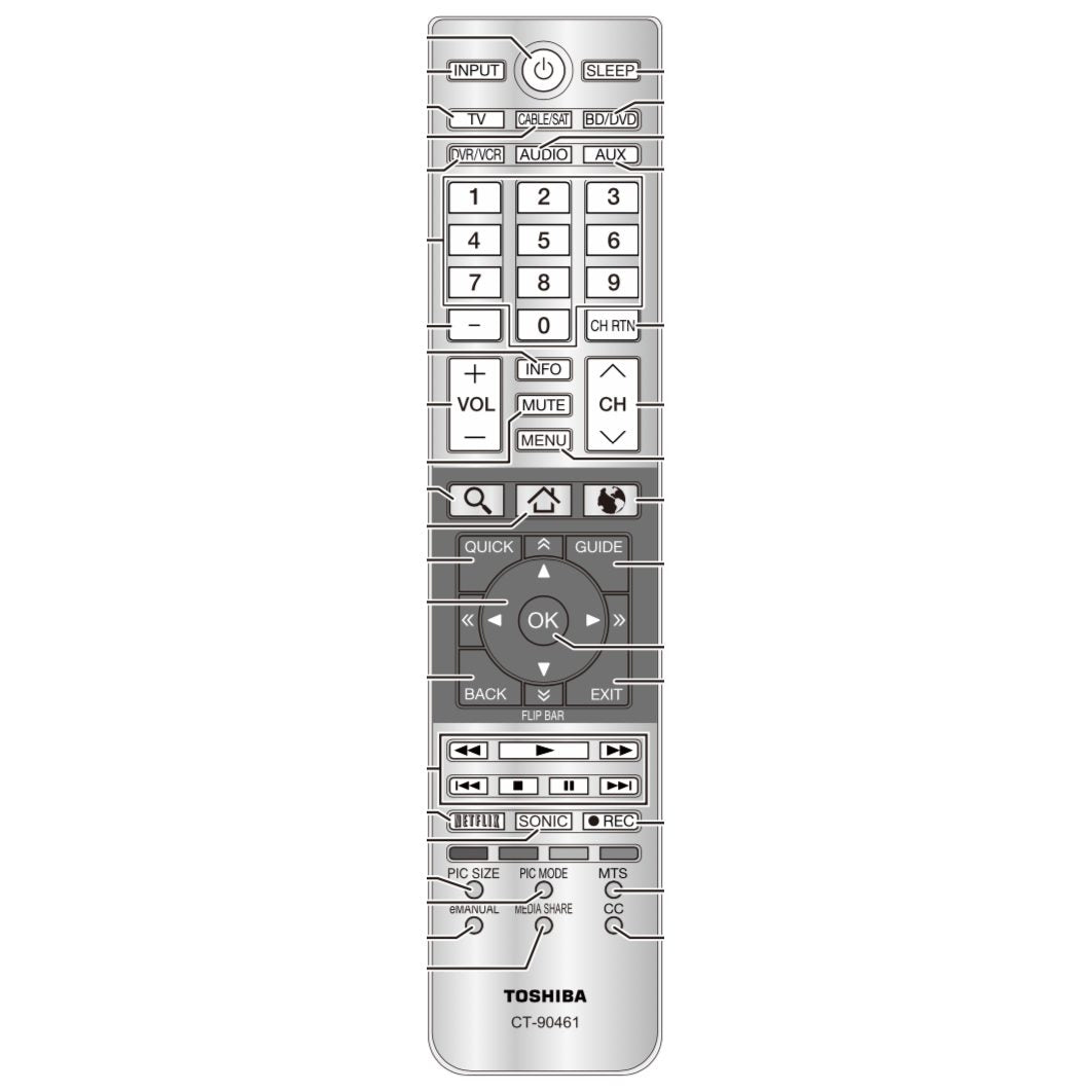 Toshiba CT90461 TV Remote Control