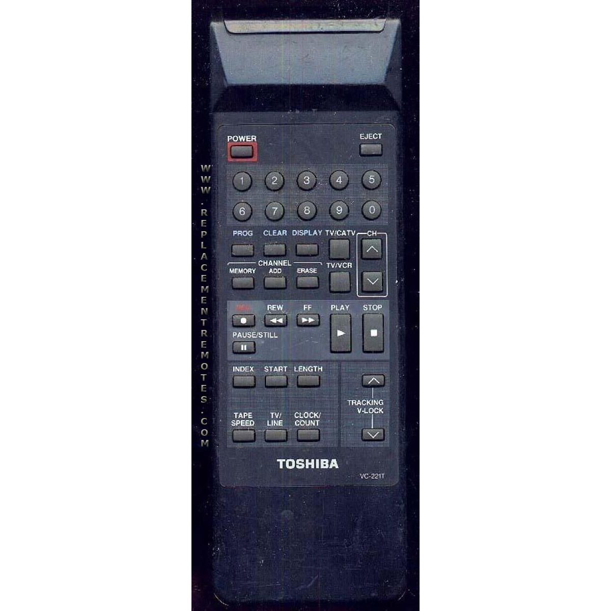 Toshiba VC221T VCR Remote Control