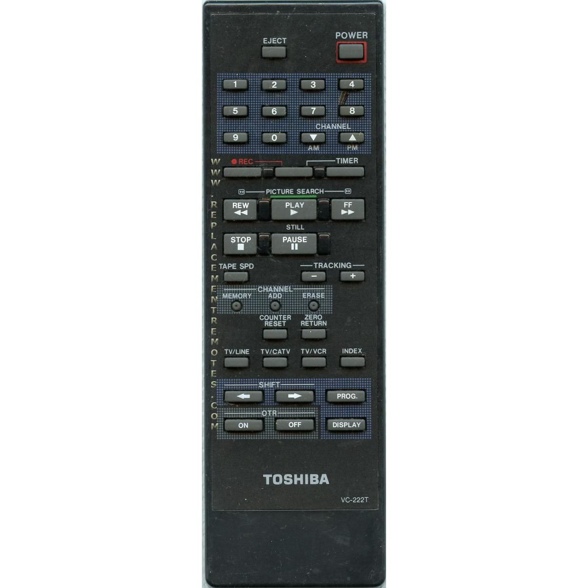 Toshiba VC222T VCR Remote Control