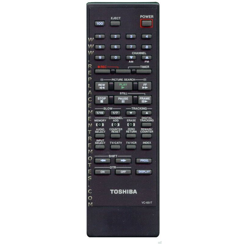 Toshiba VC651T VCR Remote Control