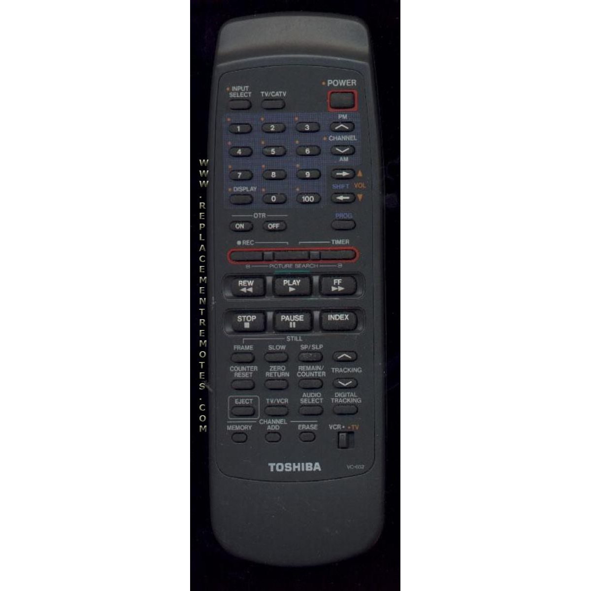 Toshiba VC652 VCR Remote Control