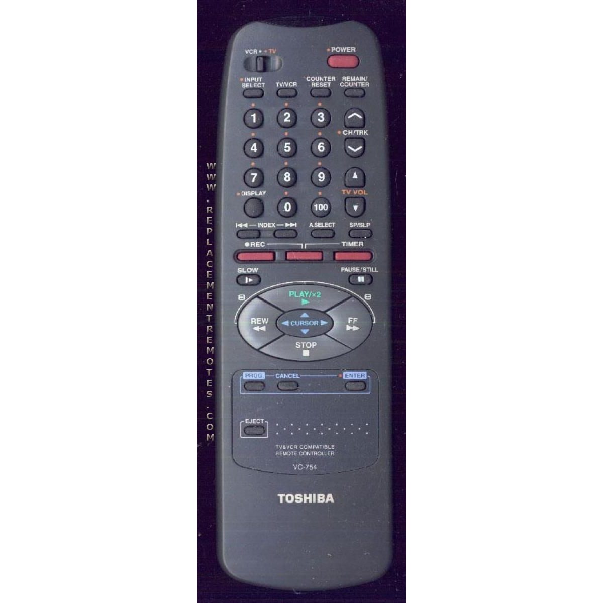 Toshiba VC754 VCR Remote Control