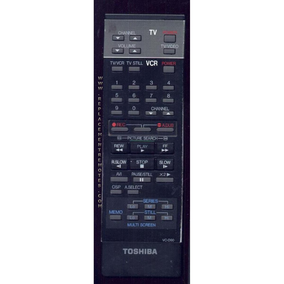 Toshiba VCD90 VCR Remote Control