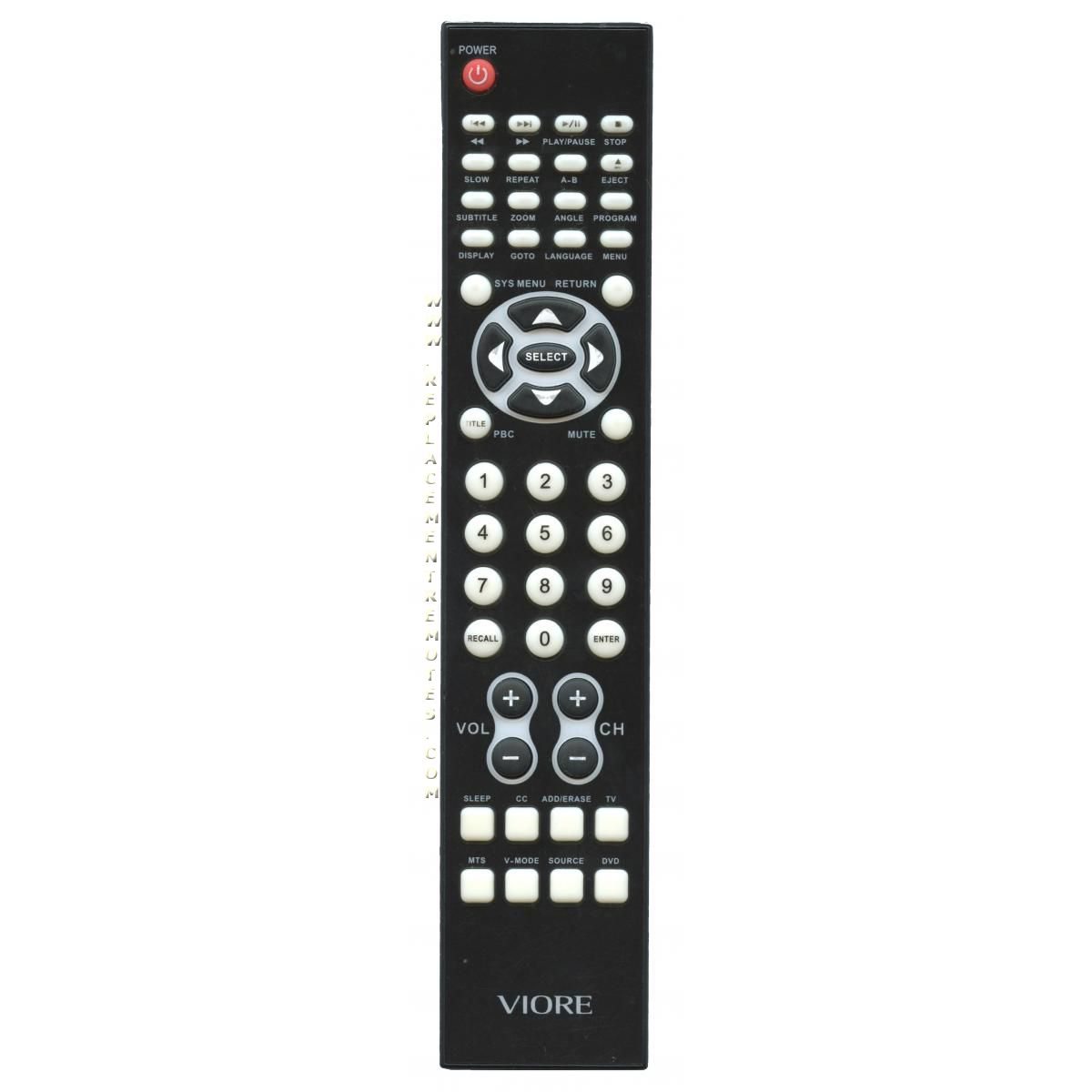 Viore HOF05K574D8 TV/DVD Remote Control