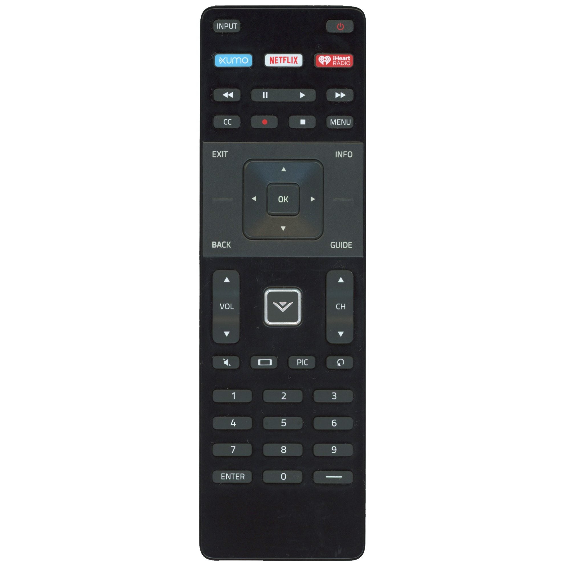 Vizio XRT122/XUMO TV Remote Control - XUMO, NETFLIX AND IHEART RADIO - 398GR14BEVZN0002DP