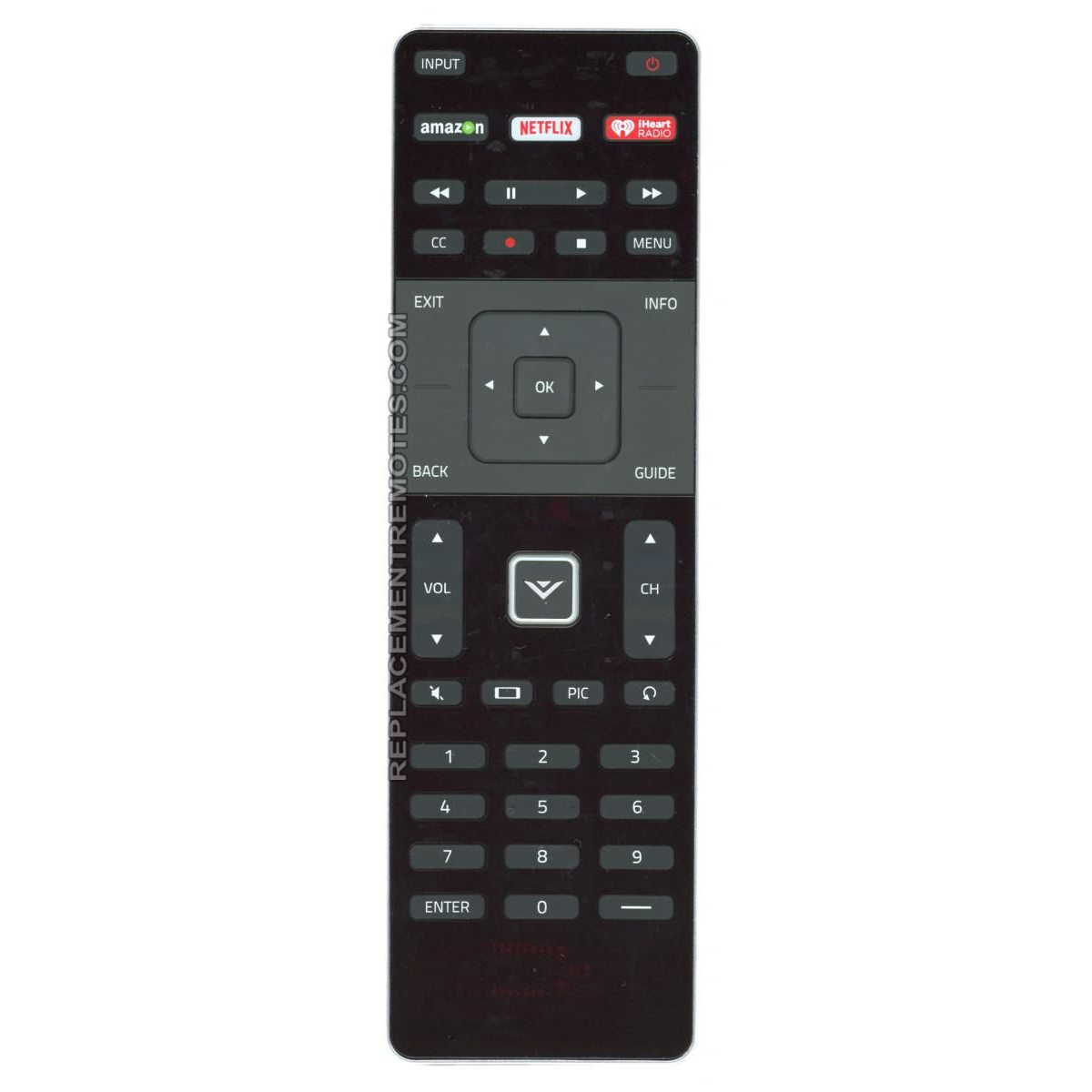 Vizio XRT500 Amazon/Netflix/iHeart TV Remote Control