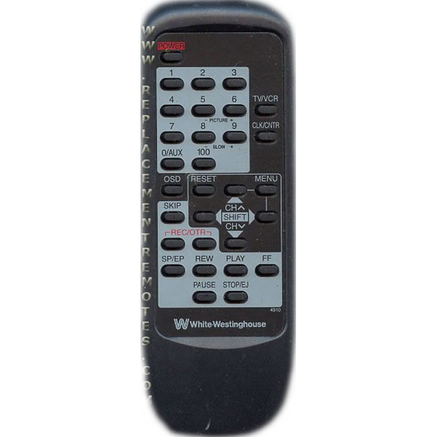 White Westinghouse WW4910 VCR Remote Control