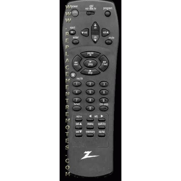 Zenith 6711R1N015D VCR Remote Control