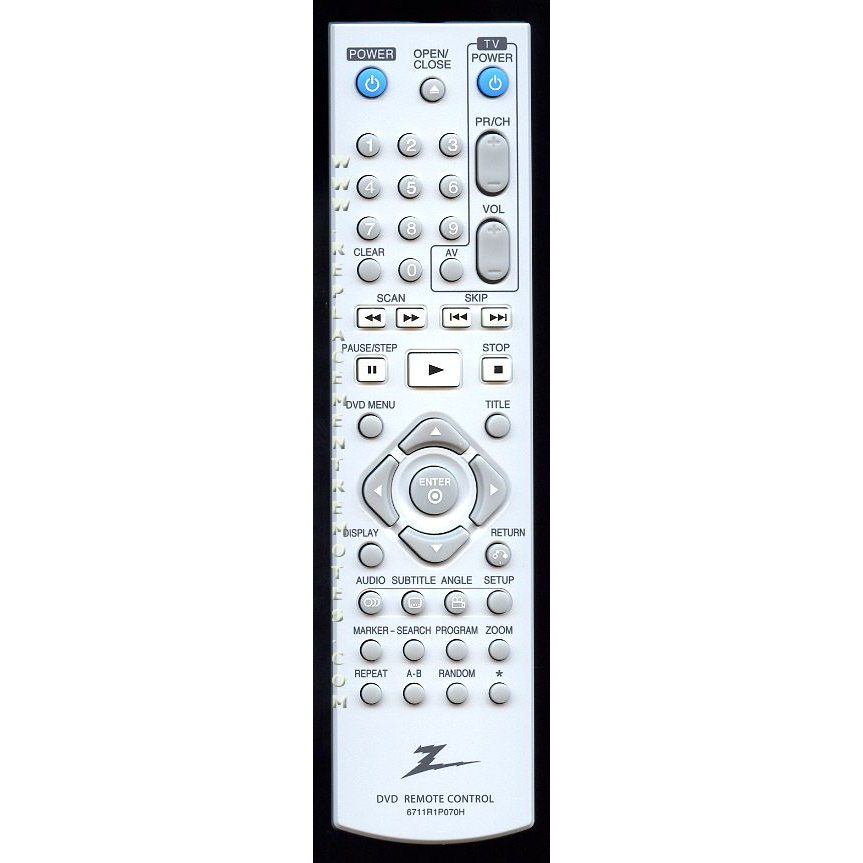 Zenith 6711R1P070H DVD Remote Control