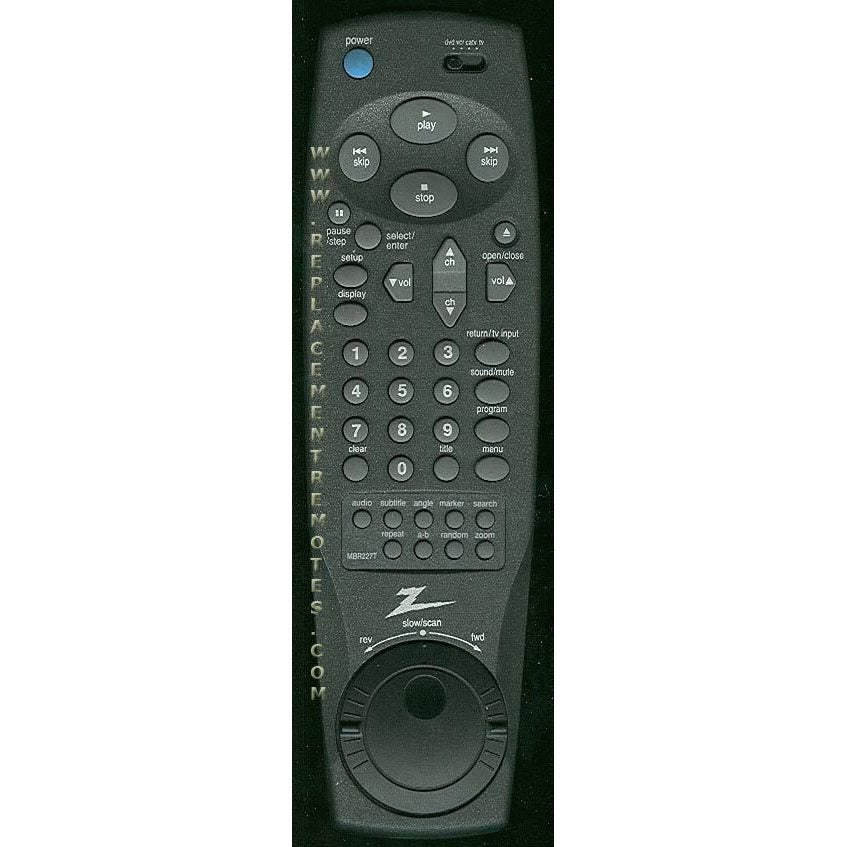 Zenith MBR227T VCR Remote Control