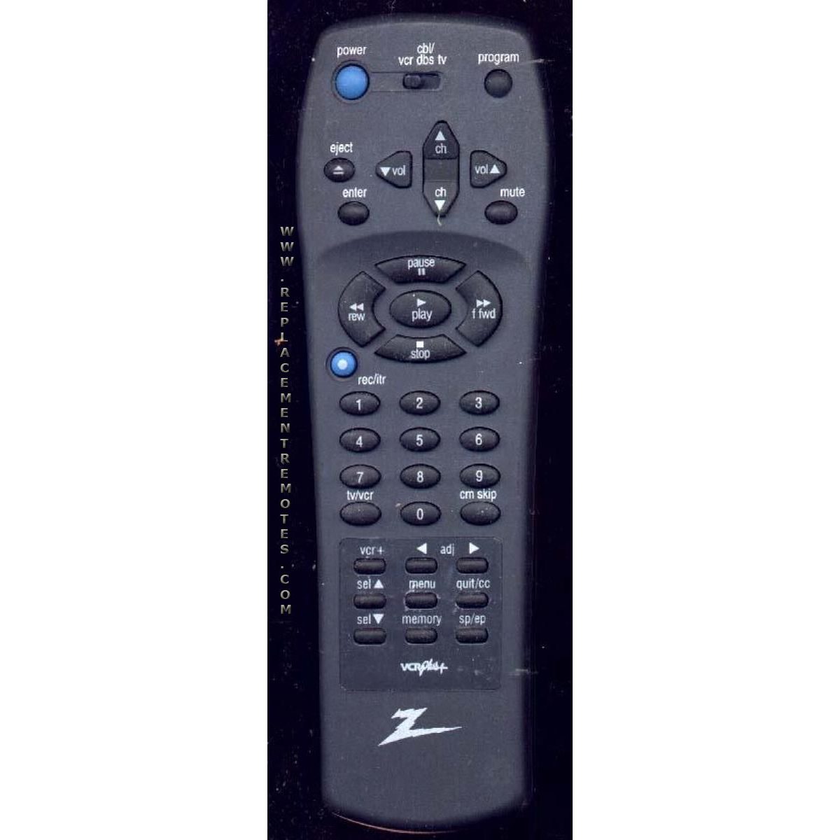 Zenith MBR423 VCR Remote Control