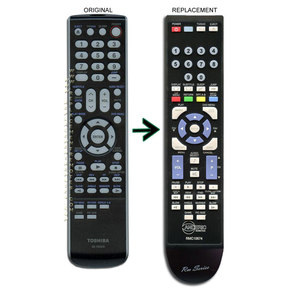 RMC10674 Remote Control for Toshiba® TV with built-in DVD Players