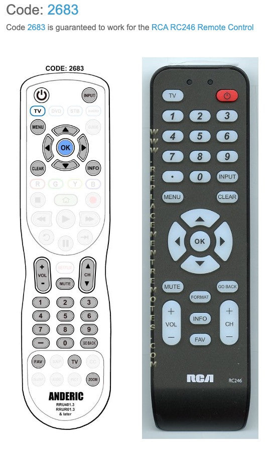RMC12353 Remote Control for RCA® TVs